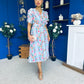 Eirinn Pleated Midi Dress Floral Blue
