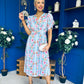 Eirinn Pleated Midi Dress Floral Blue