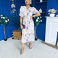 Eirinn Pleated Midi Dress Floral Cream