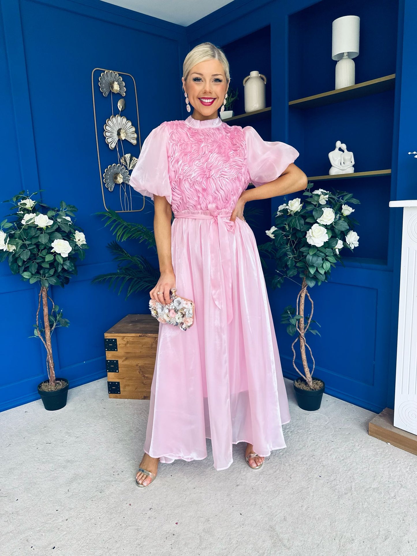 Jasmin Frill Detail Occasion Dress Pink