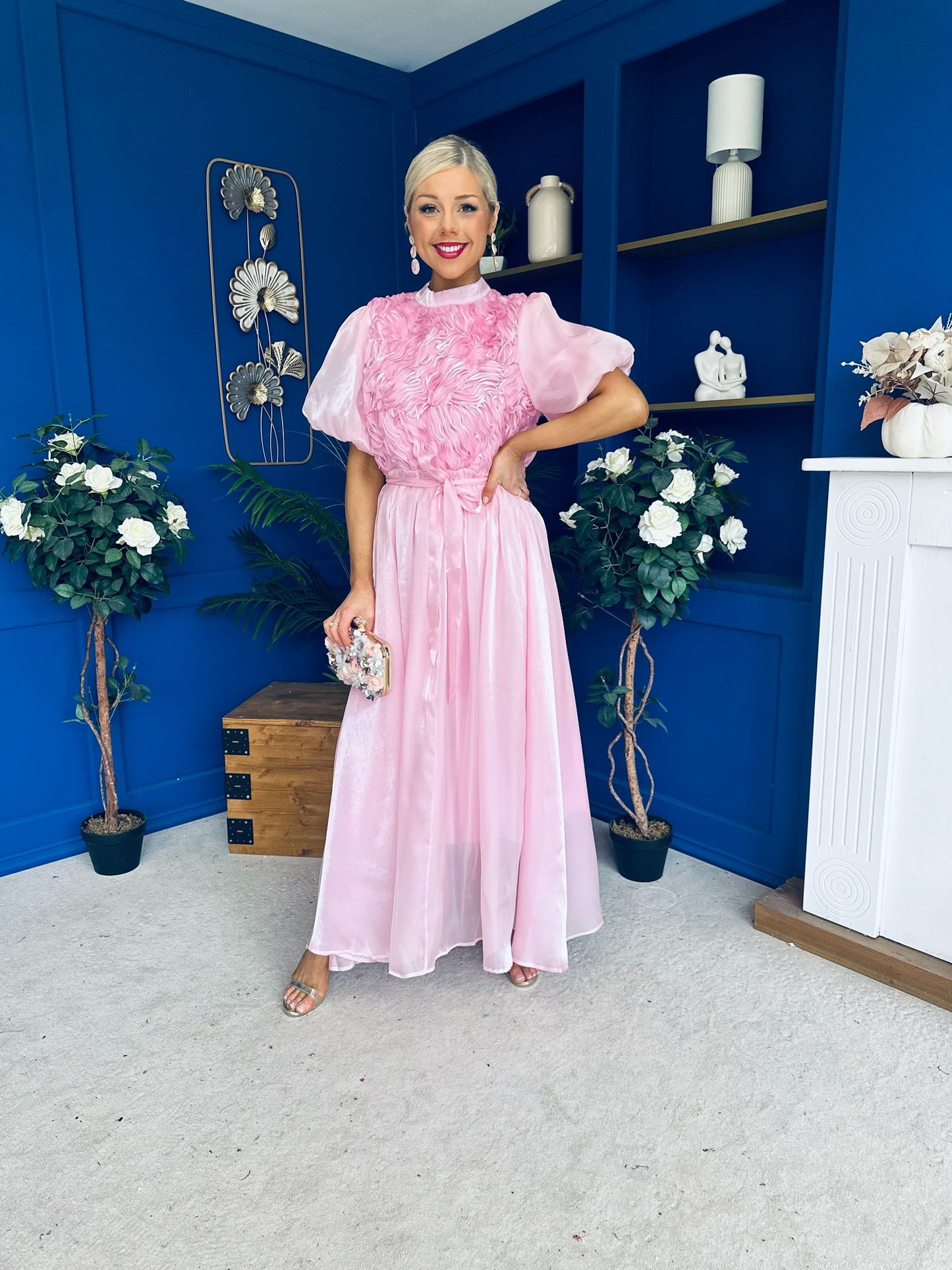 Jasmin Frill Detail Occasion Dress Pink