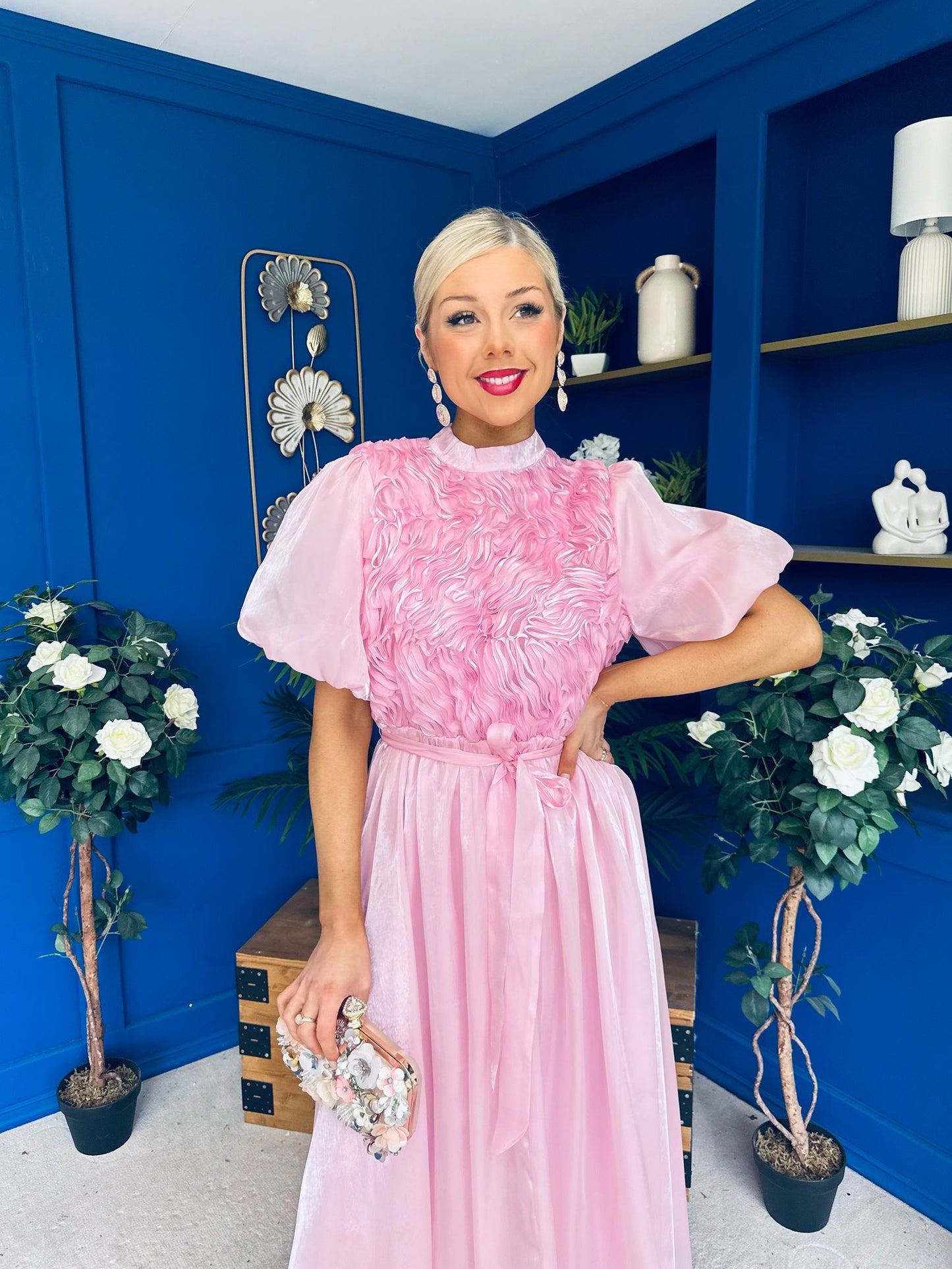 Jasmin Frill Detail Occasion Dress Pink