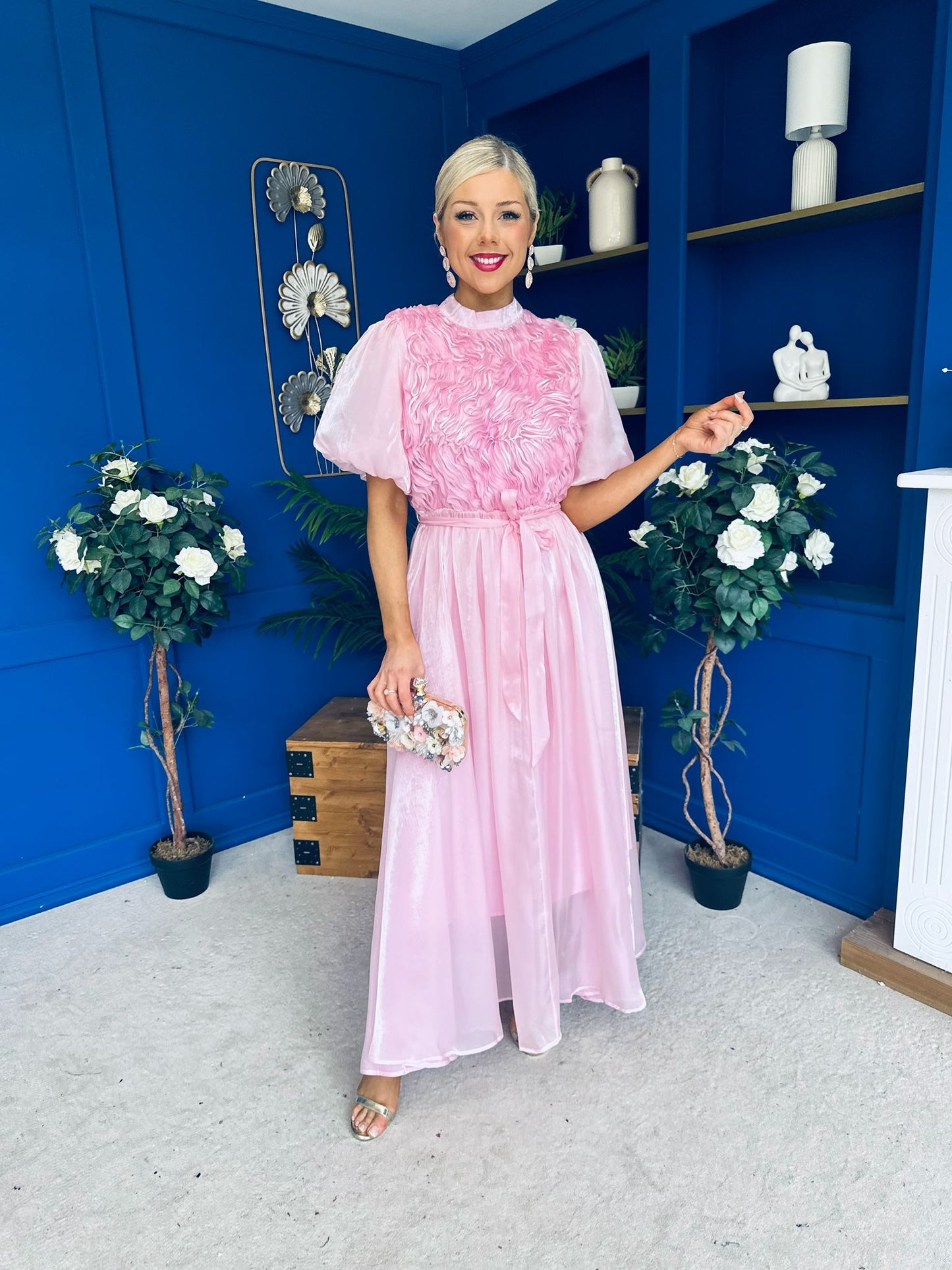 Jasmin Frill Detail Occasion Dress Pink