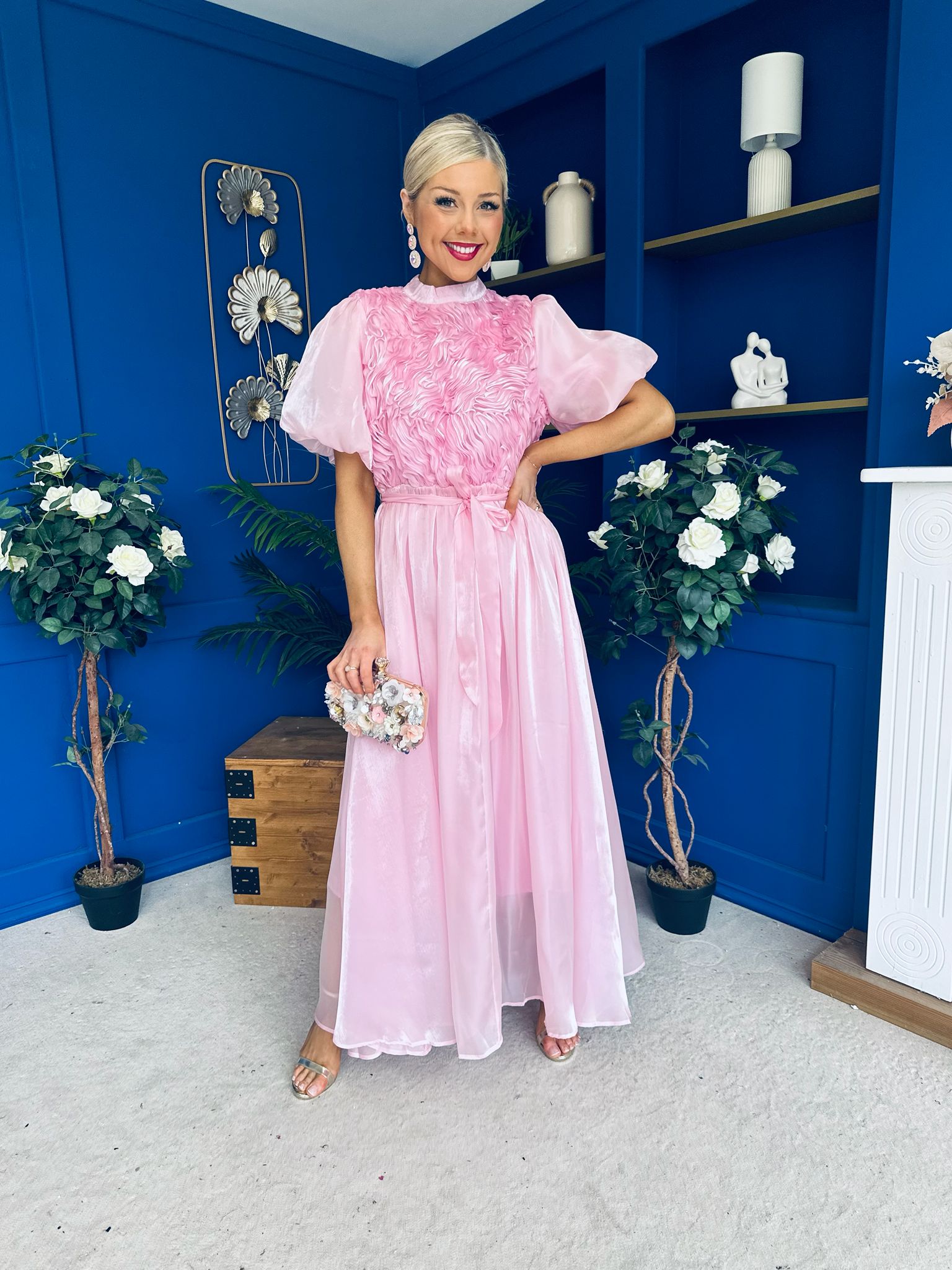 Jasmin Frill Detail Occasion Dress Pink – Canella Lane