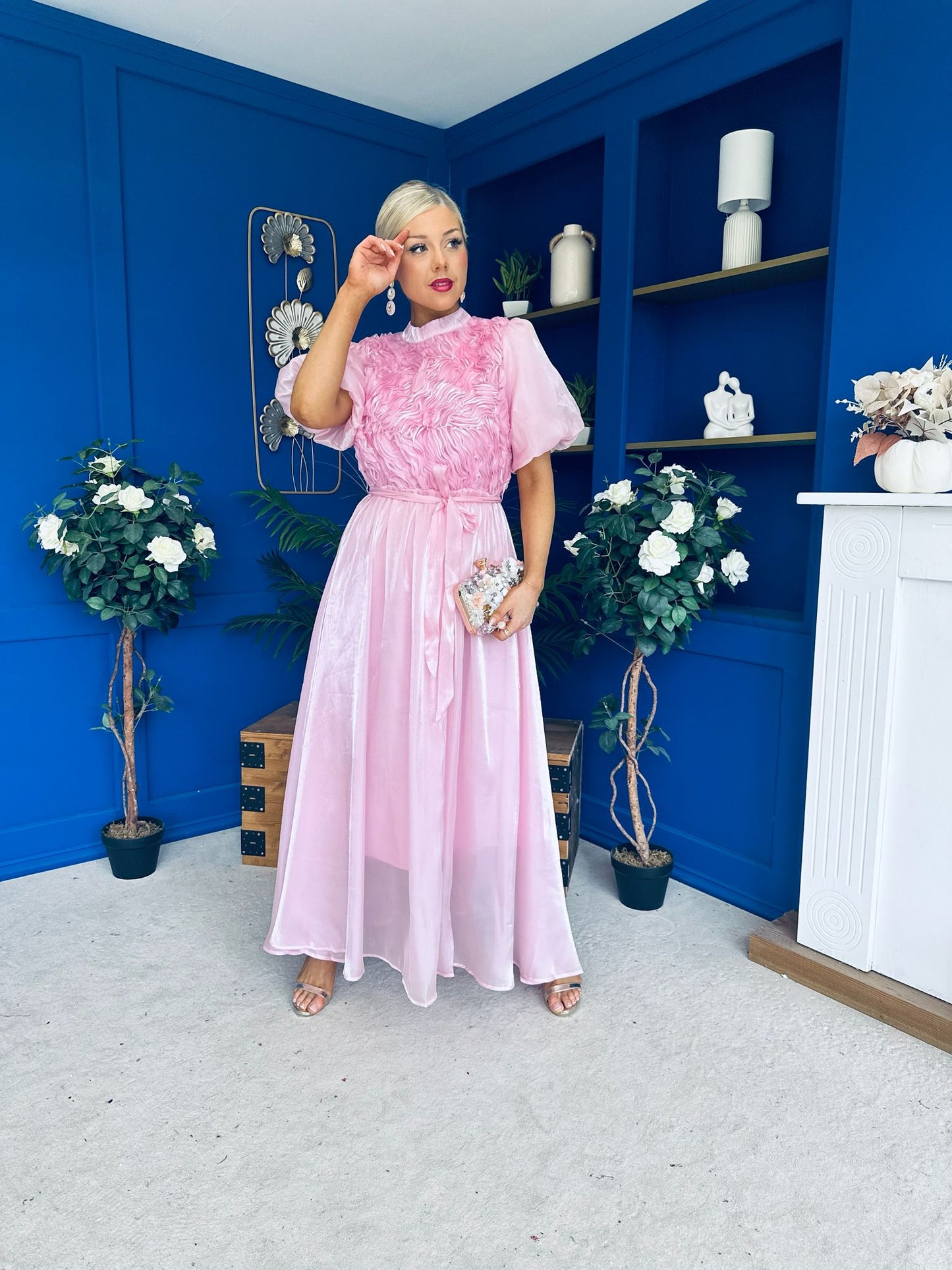 Jasmin Frill Detail Occasion Dress Pink