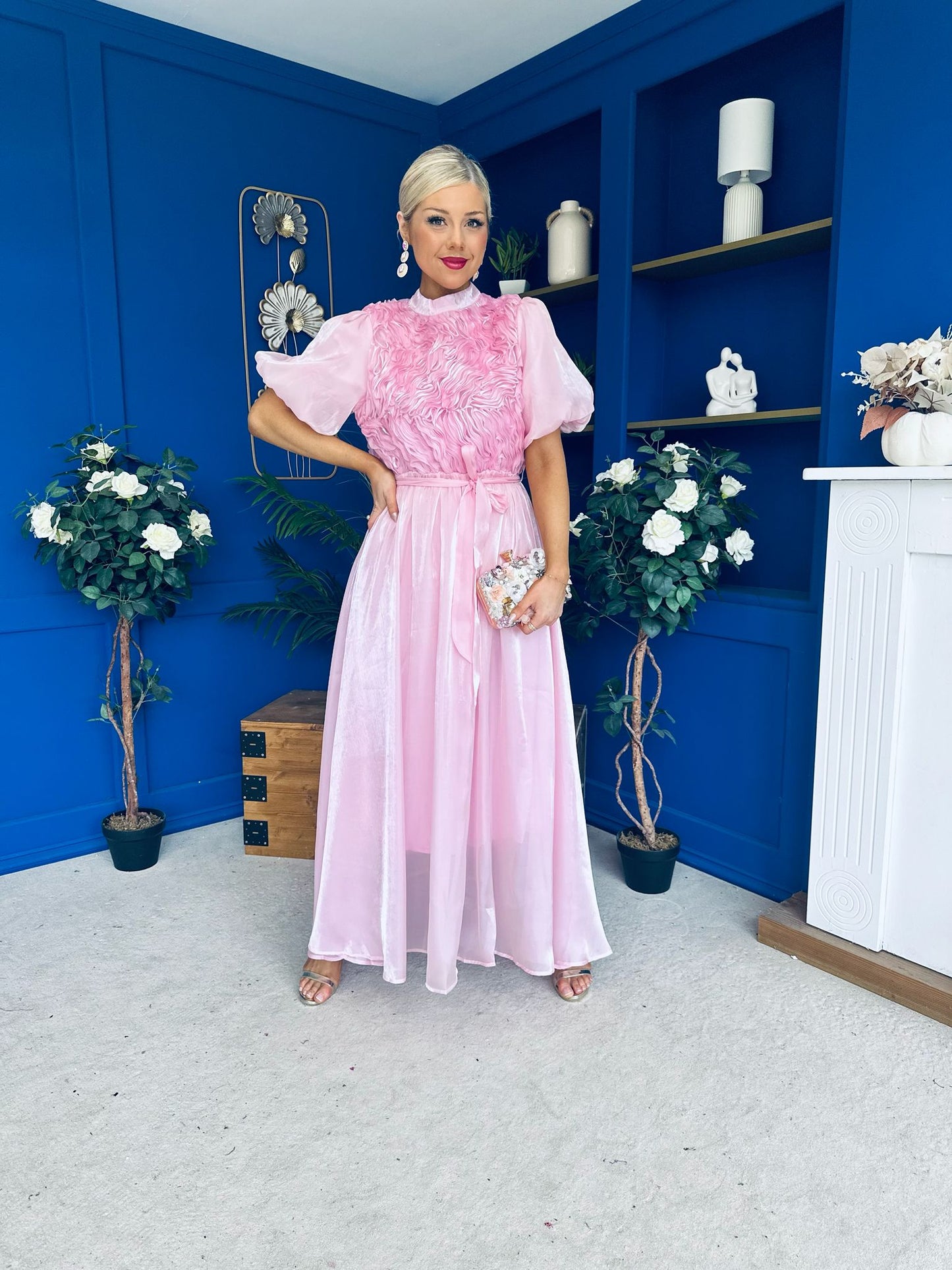 Jasmin Frill Detail Occasion Dress Pink