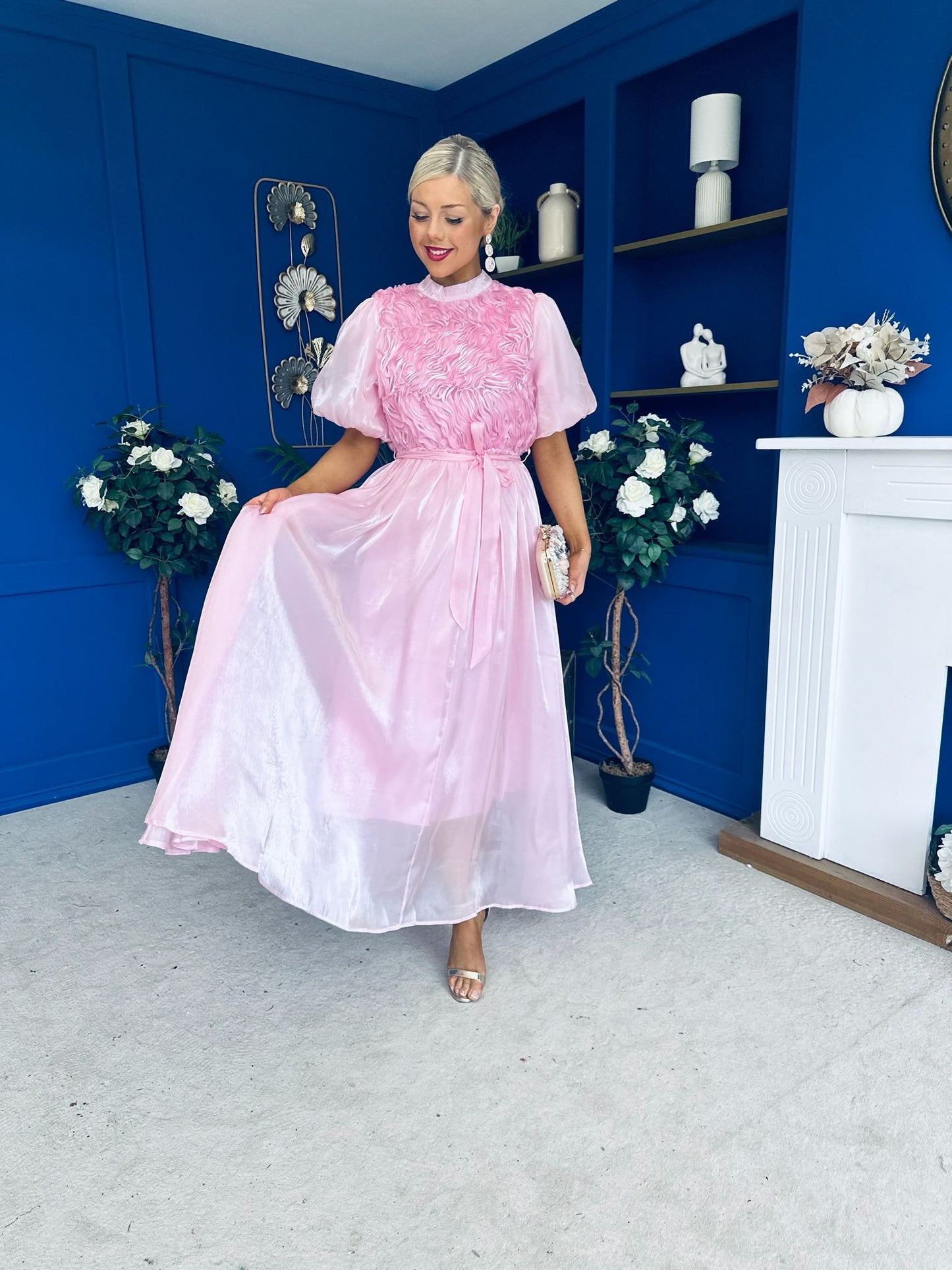 Jasmin Frill Detail Occasion Dress Pink