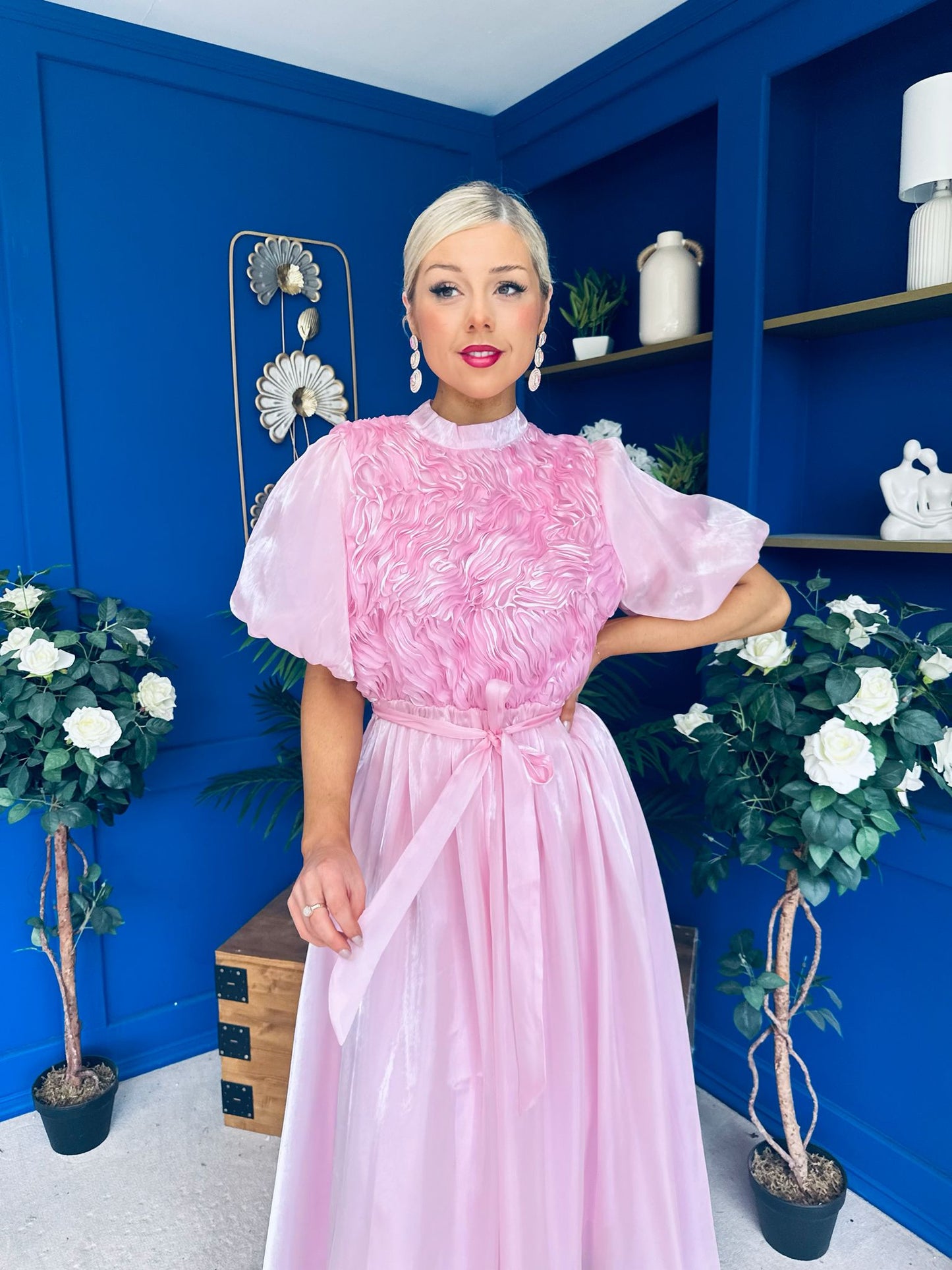 Jasmin Frill Detail Occasion Dress Pink