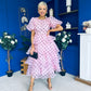 Kelsey Puff Sleeve Layered Occasion Polka Pink