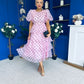 Kelsey Puff Sleeve Layered Occasion Polka Pink