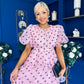 Kelsey Puff Sleeve Layered Occasion Polka Pink