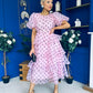 Kelsey Puff Sleeve Layered Occasion Polka Pink