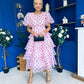 Kelsey Puff Sleeve Layered Occasion Polka Pink