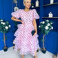 Kelsey Puff Sleeve Layered Occasion Polka Pink