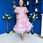 Kelsey Puff Sleeve Layered Occasion Polka Pink