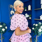 Kelsey Puff Sleeve Layered Occasion Polka Pink