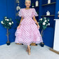 Kelsey Puff Sleeve Layered Occasion Polka Pink