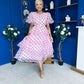 Kelsey Puff Sleeve Layered Occasion Polka Pink