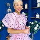 Kelsey Puff Sleeve Layered Occasion Polka Pink