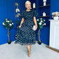 Kelsey Puff Sleeve Layered Occasion Polka Black