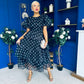 Kelsey Puff Sleeve Layered Occasion Polka Black