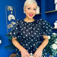 Kelsey Puff Sleeve Layered Occasion Polka Black