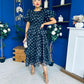 Kelsey Puff Sleeve Layered Occasion Polka Black