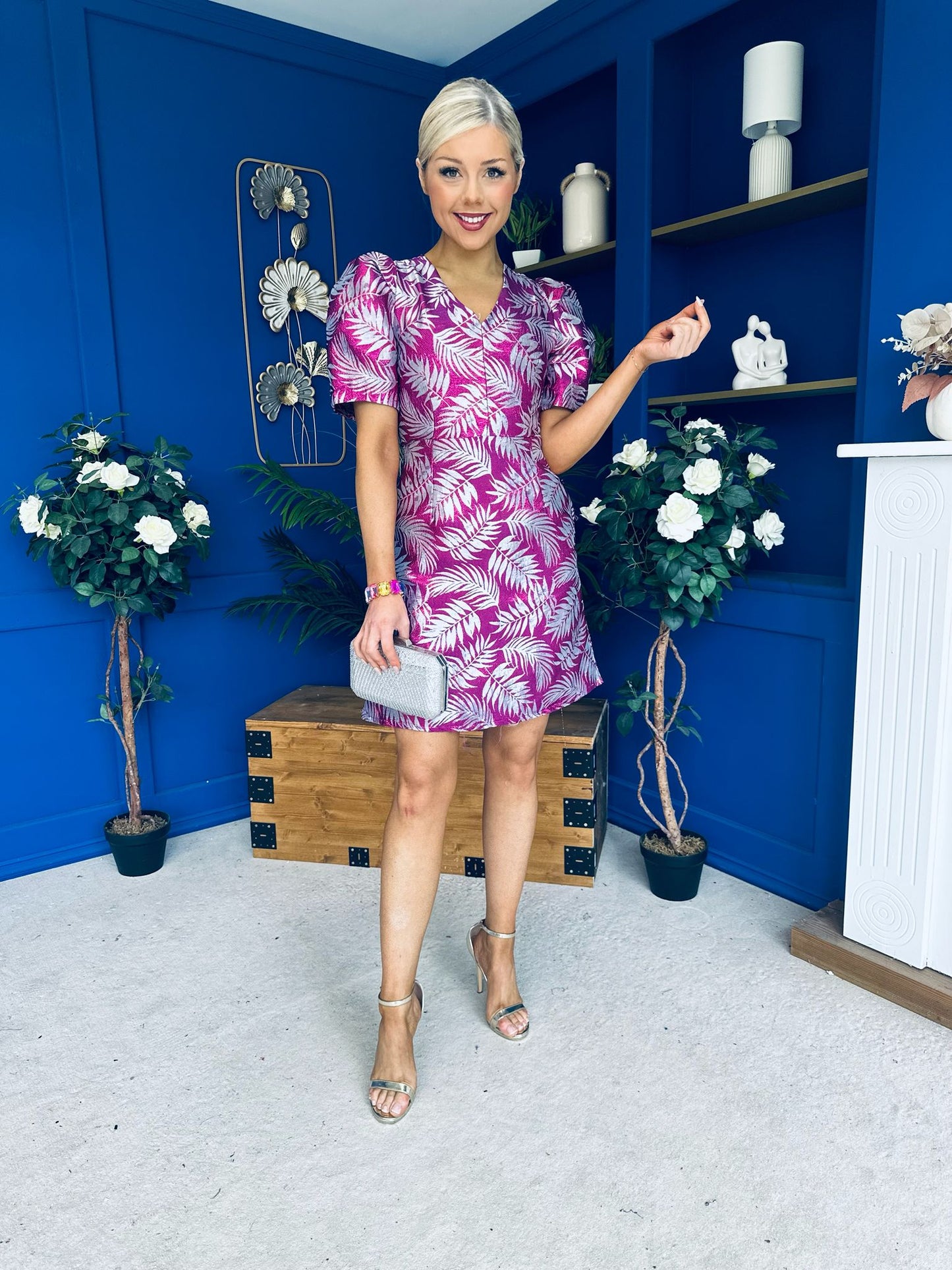 Emelda Jacquard Mini Dress Violet