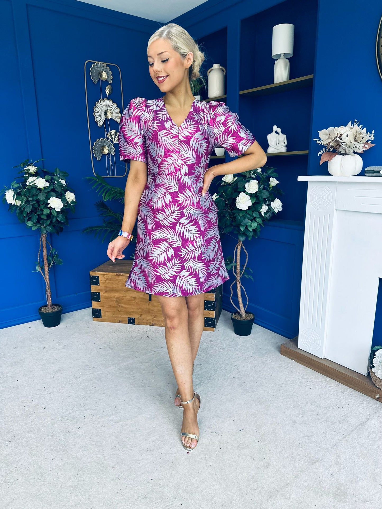 Emelda Jacquard Mini Dress Violet