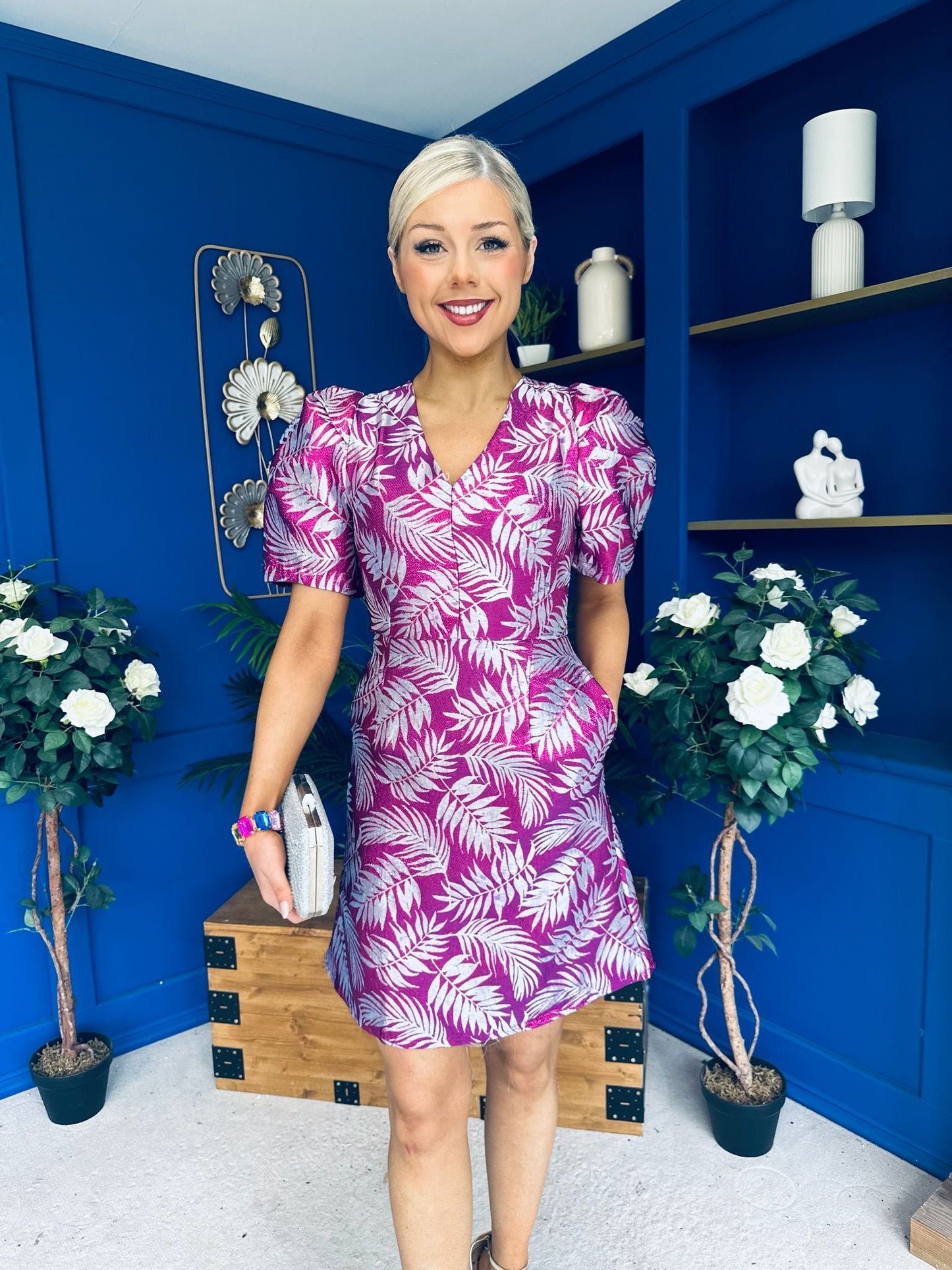 Emelda Jacquard Mini Dress Violet