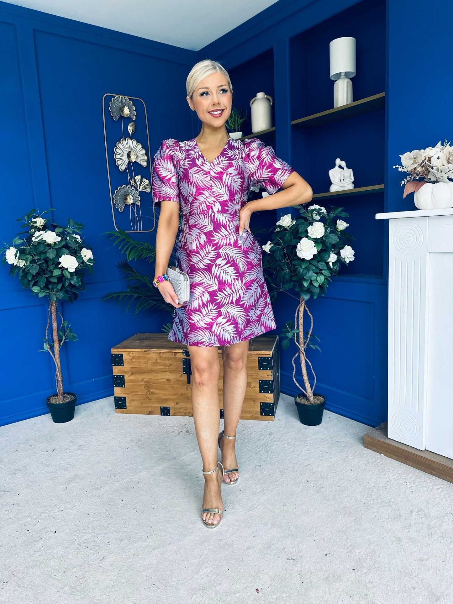 Emelda Jacquard Mini Dress Violet