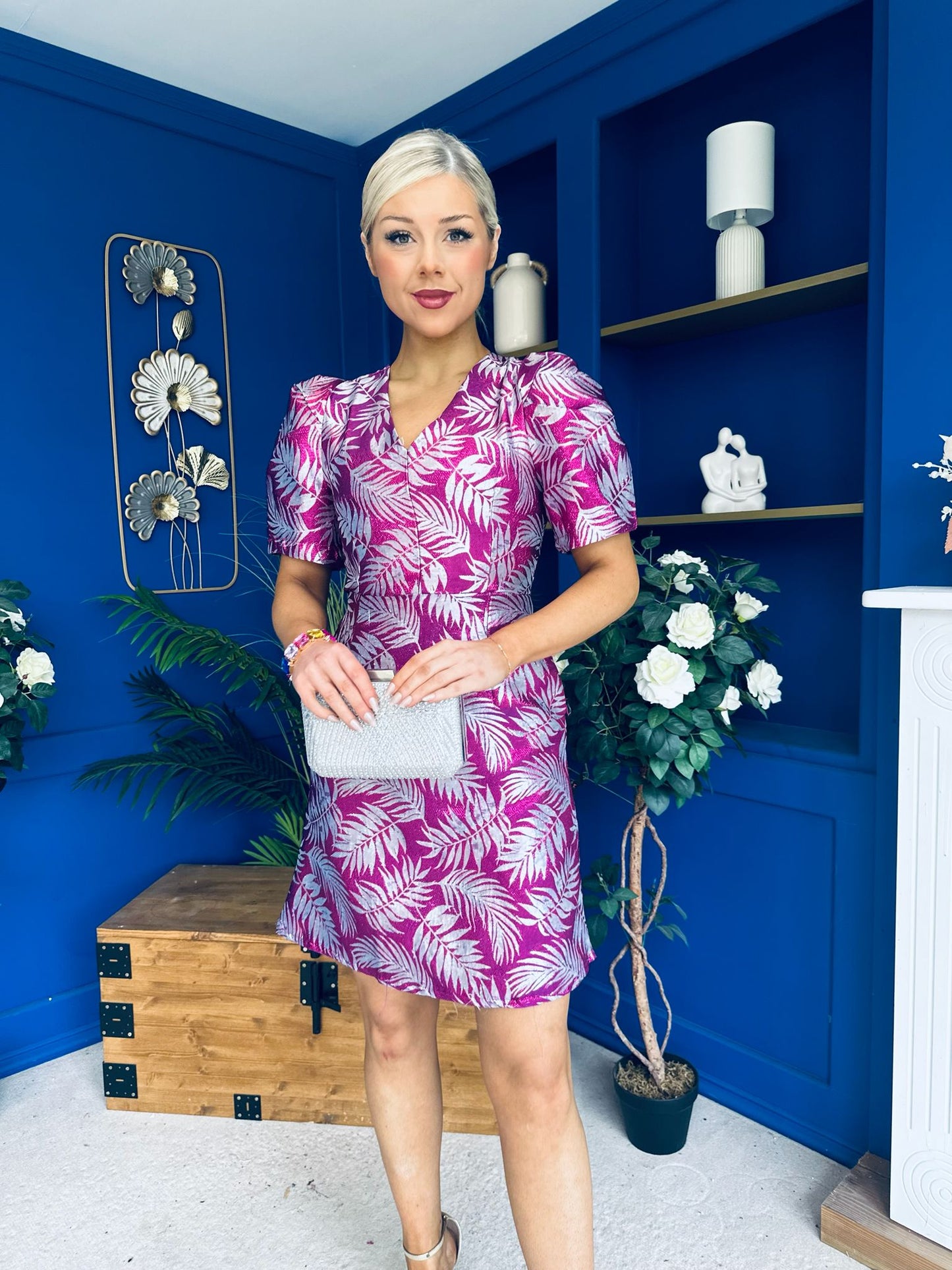Emelda Jacquard Mini Dress Violet