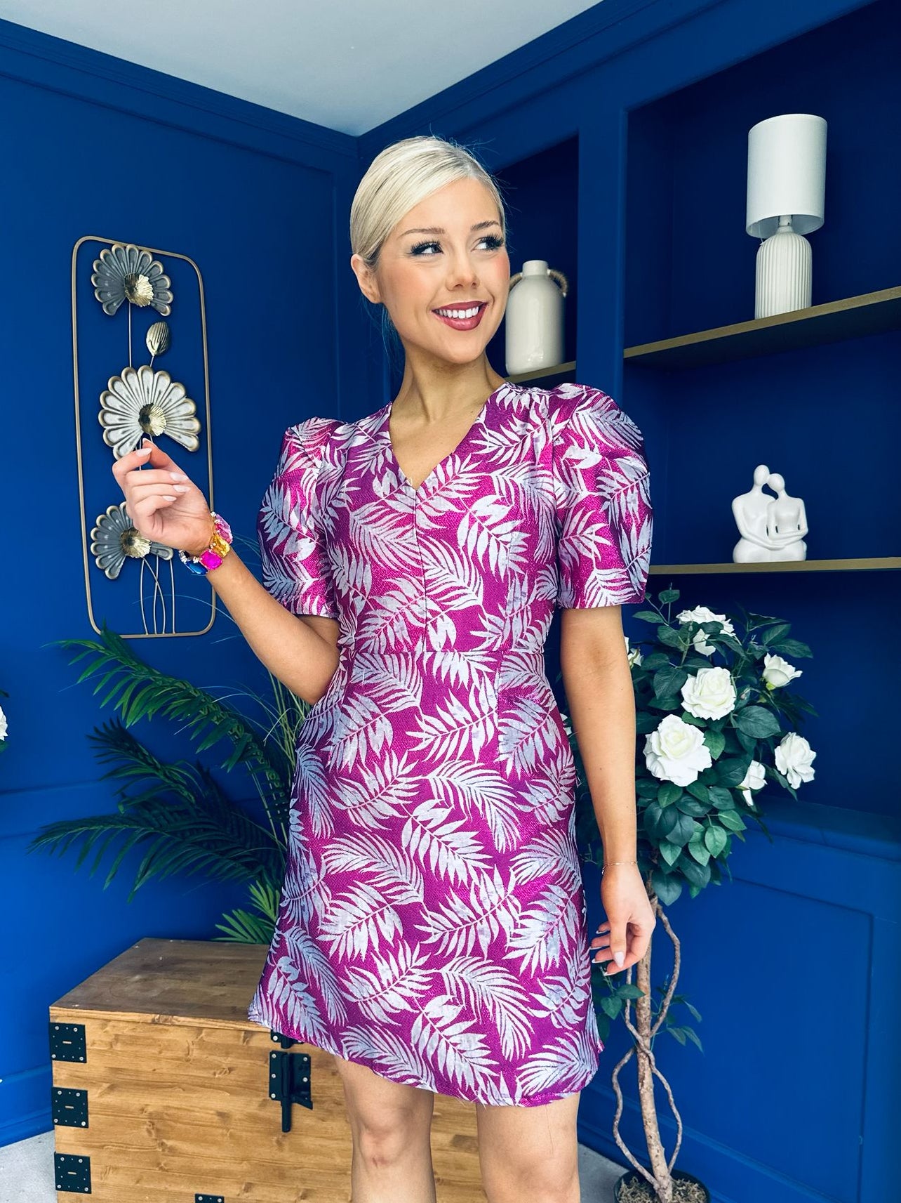 Emelda Jacquard Mini Dress Violet