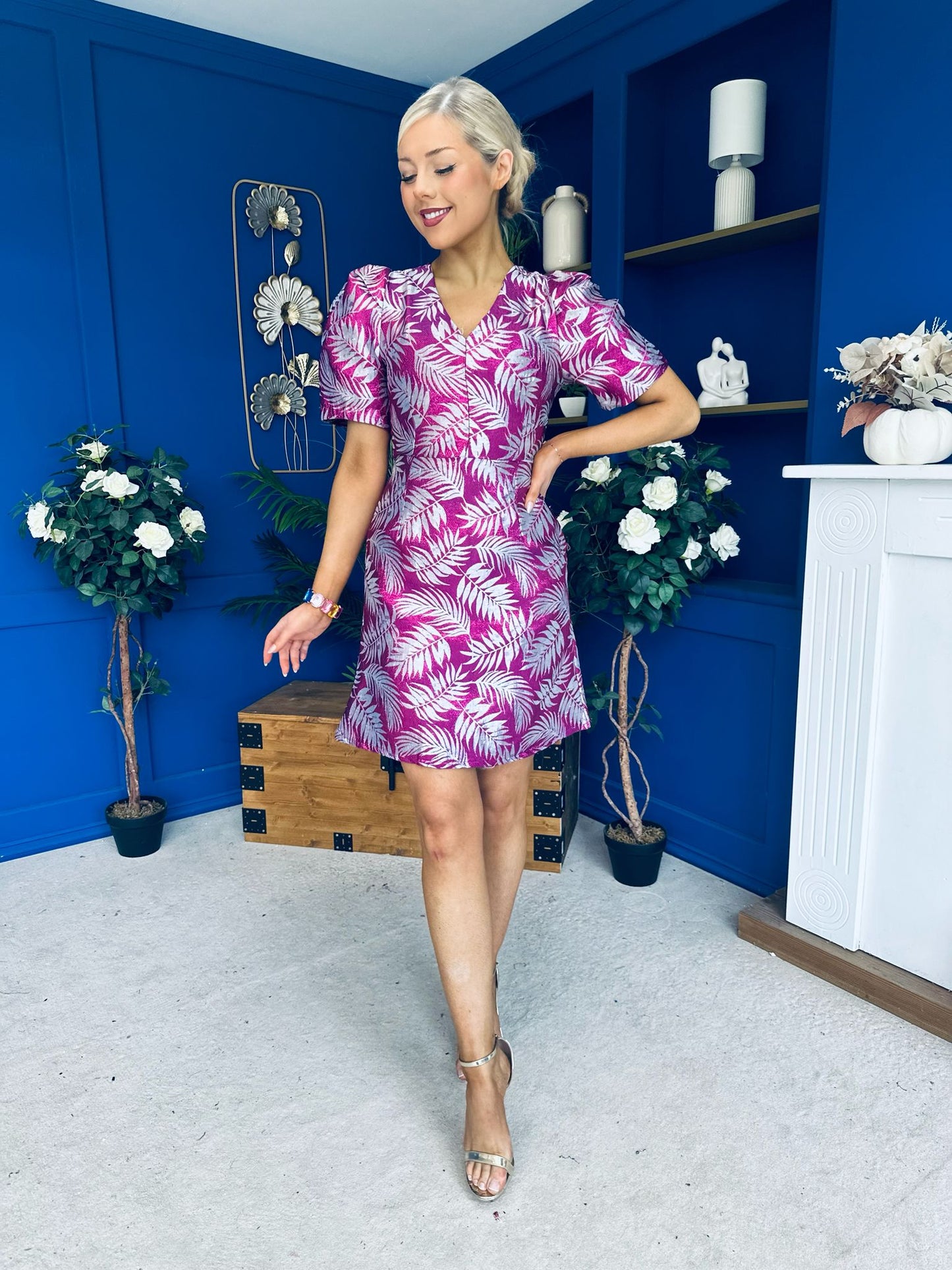 Emelda Jacquard Mini Dress Violet