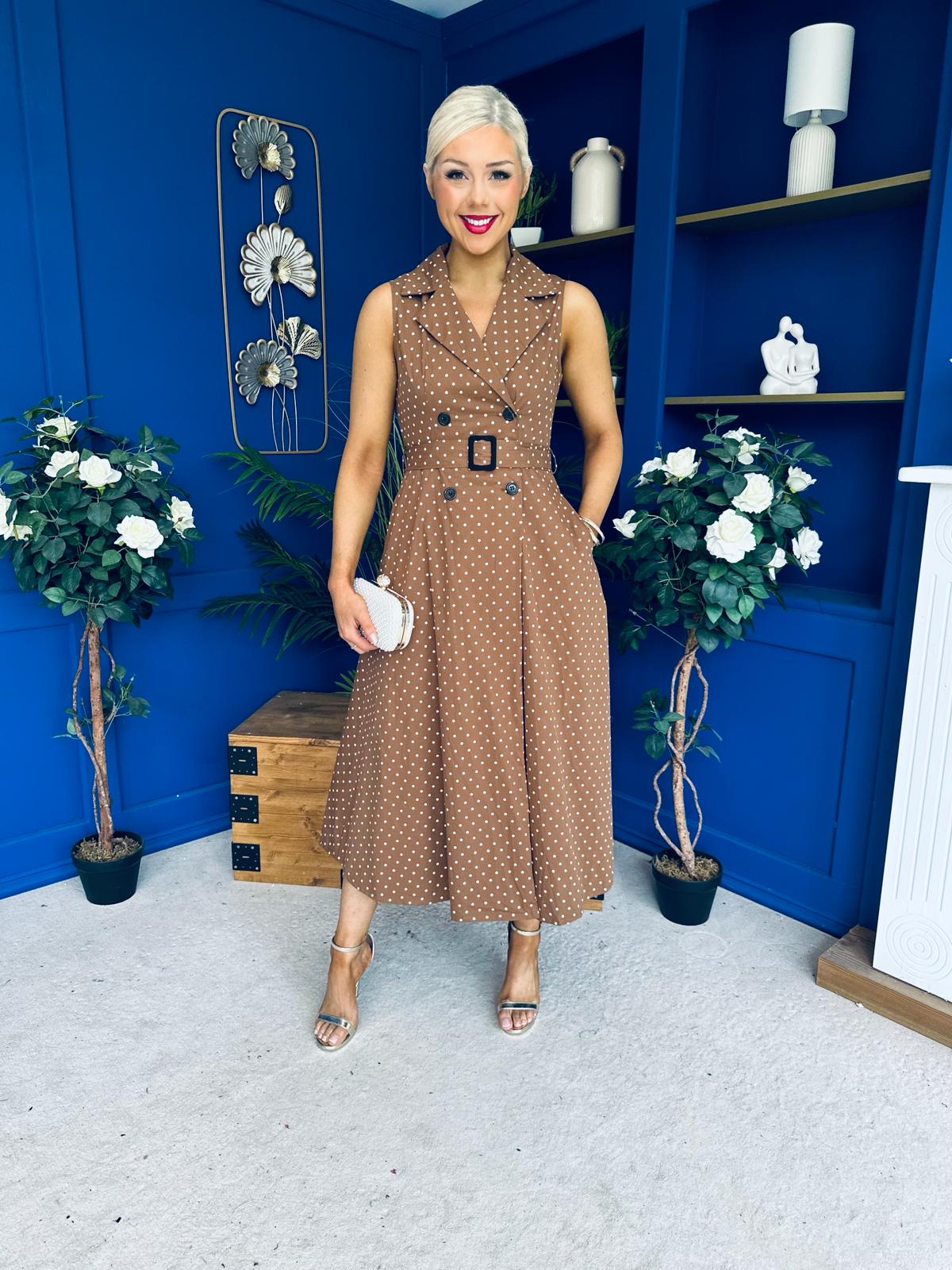 Berkley Belted Midi Dress Polka Coco