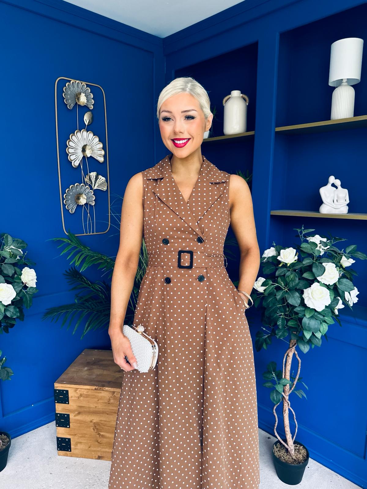 Berkley Belted Midi Dress Polka Coco