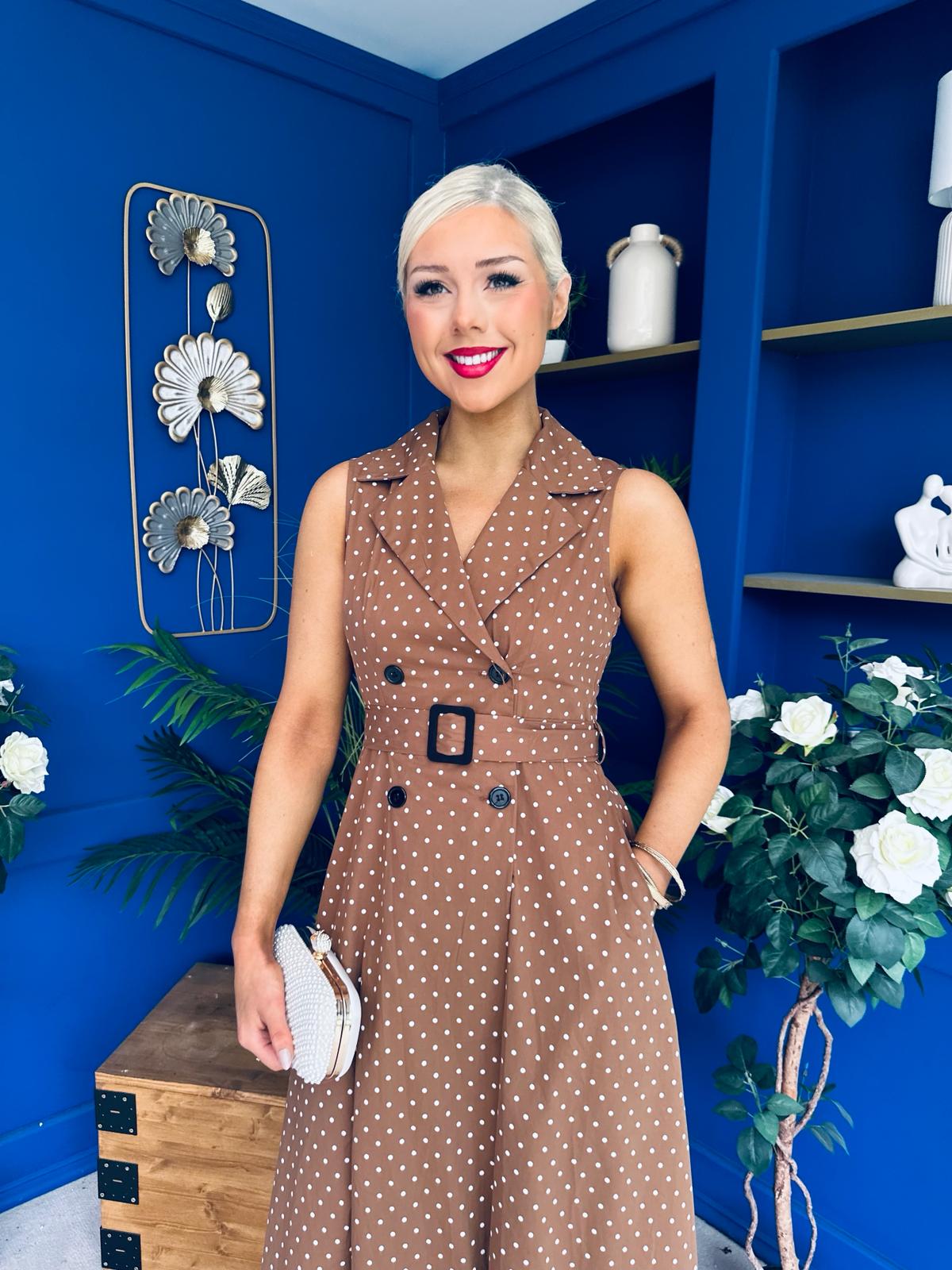 Berkley Belted Midi Dress Polka Coco