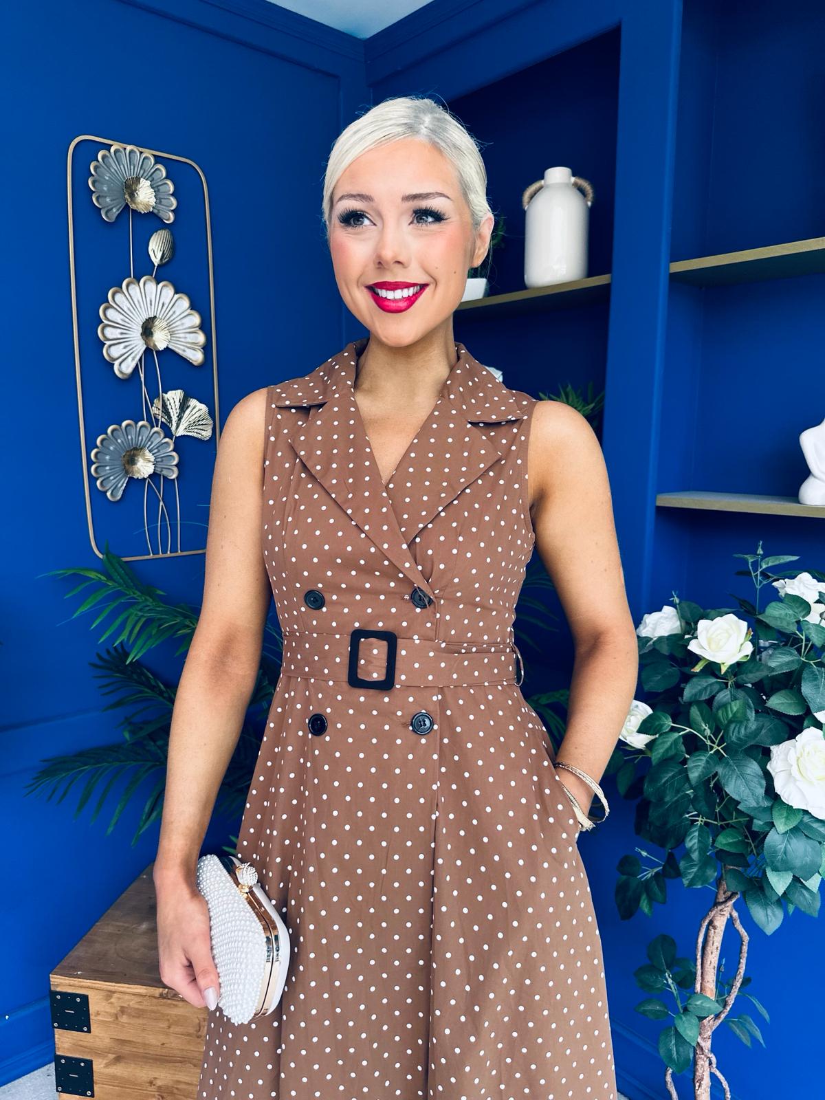 Berkley Belted Midi Dress Polka Coco