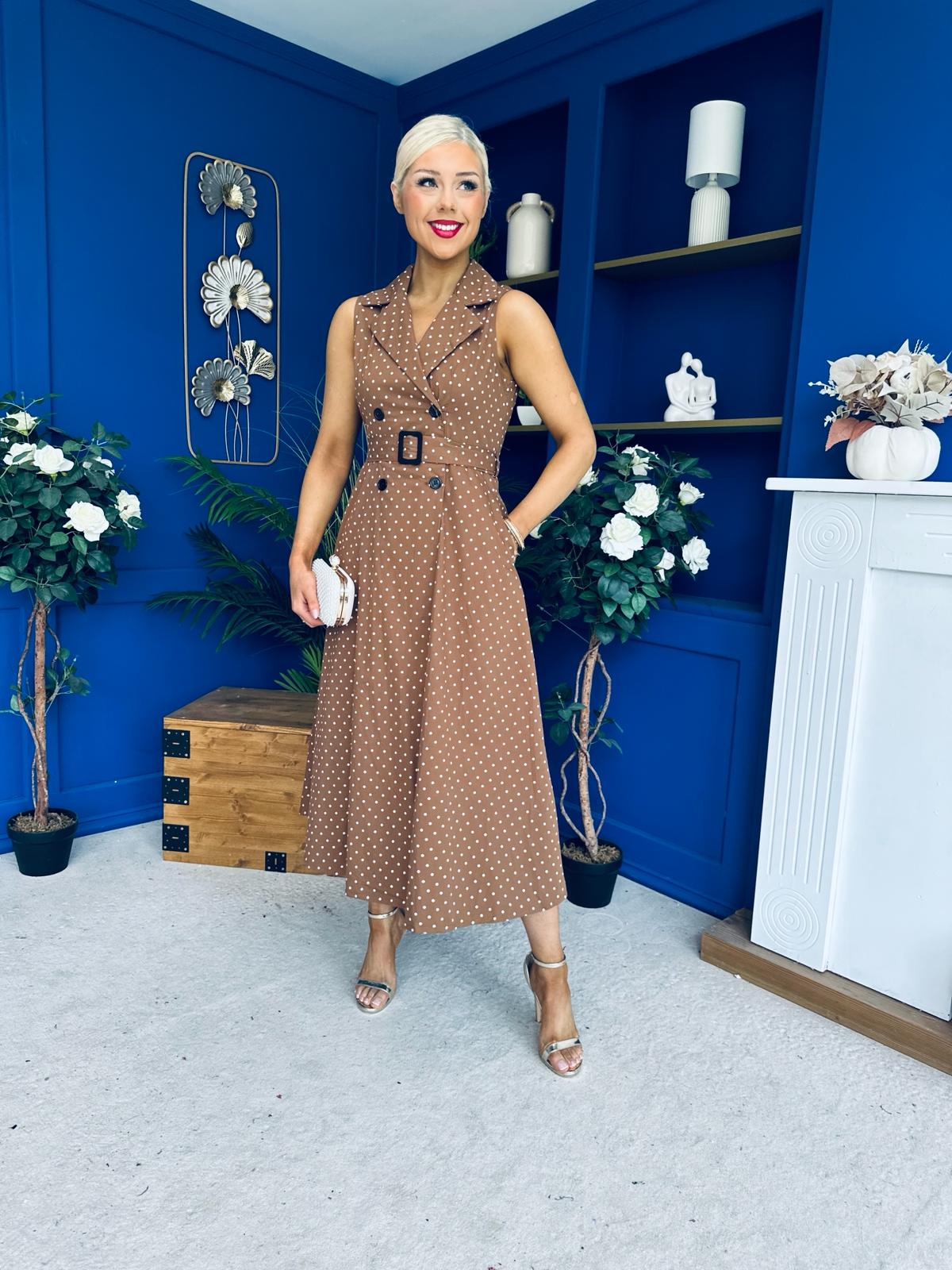 Berkley Belted Midi Dress Polka Coco