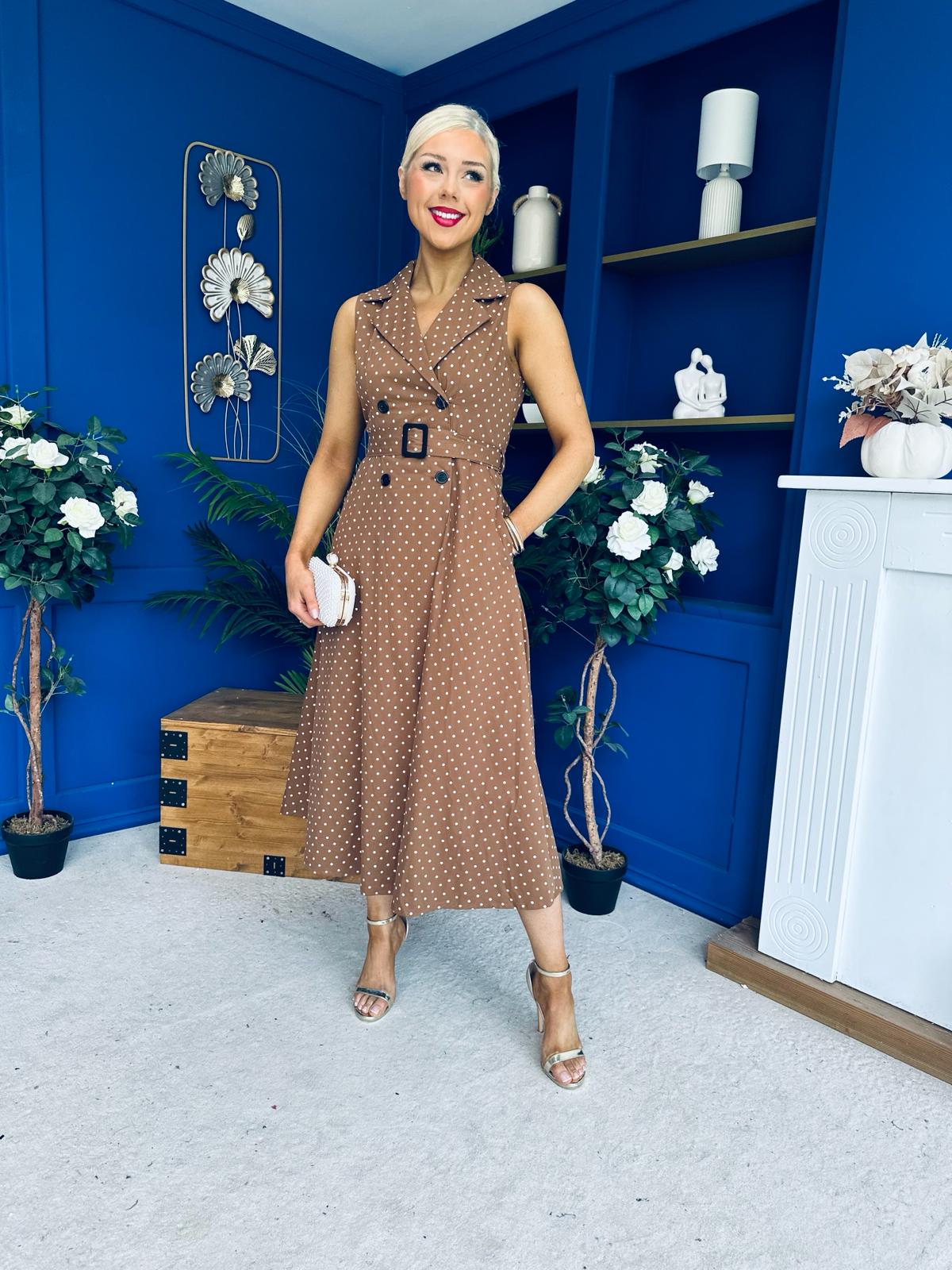 Berkley Belted Midi Dress Polka Coco