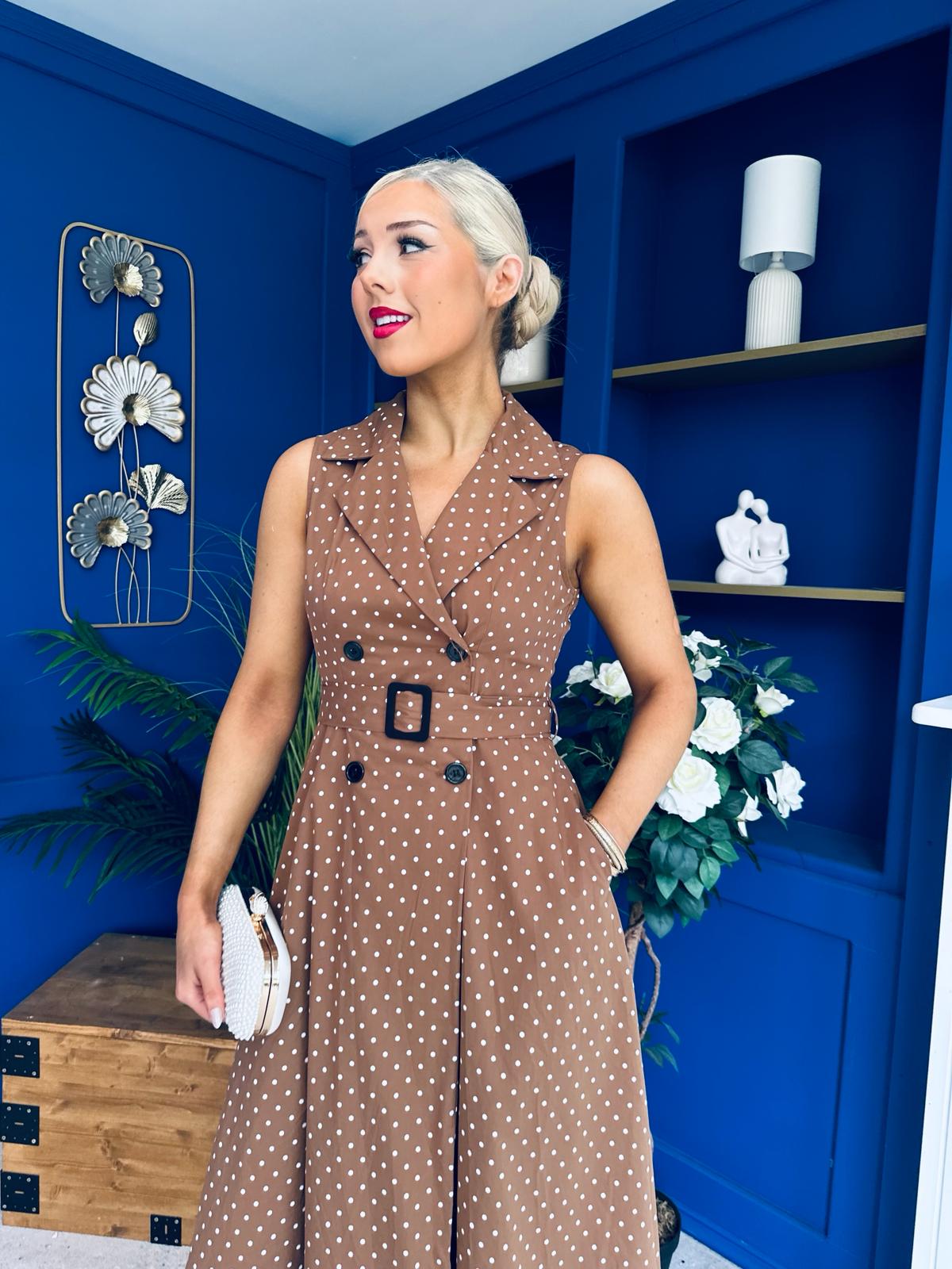 Berkley Belted Midi Dress Polka Coco