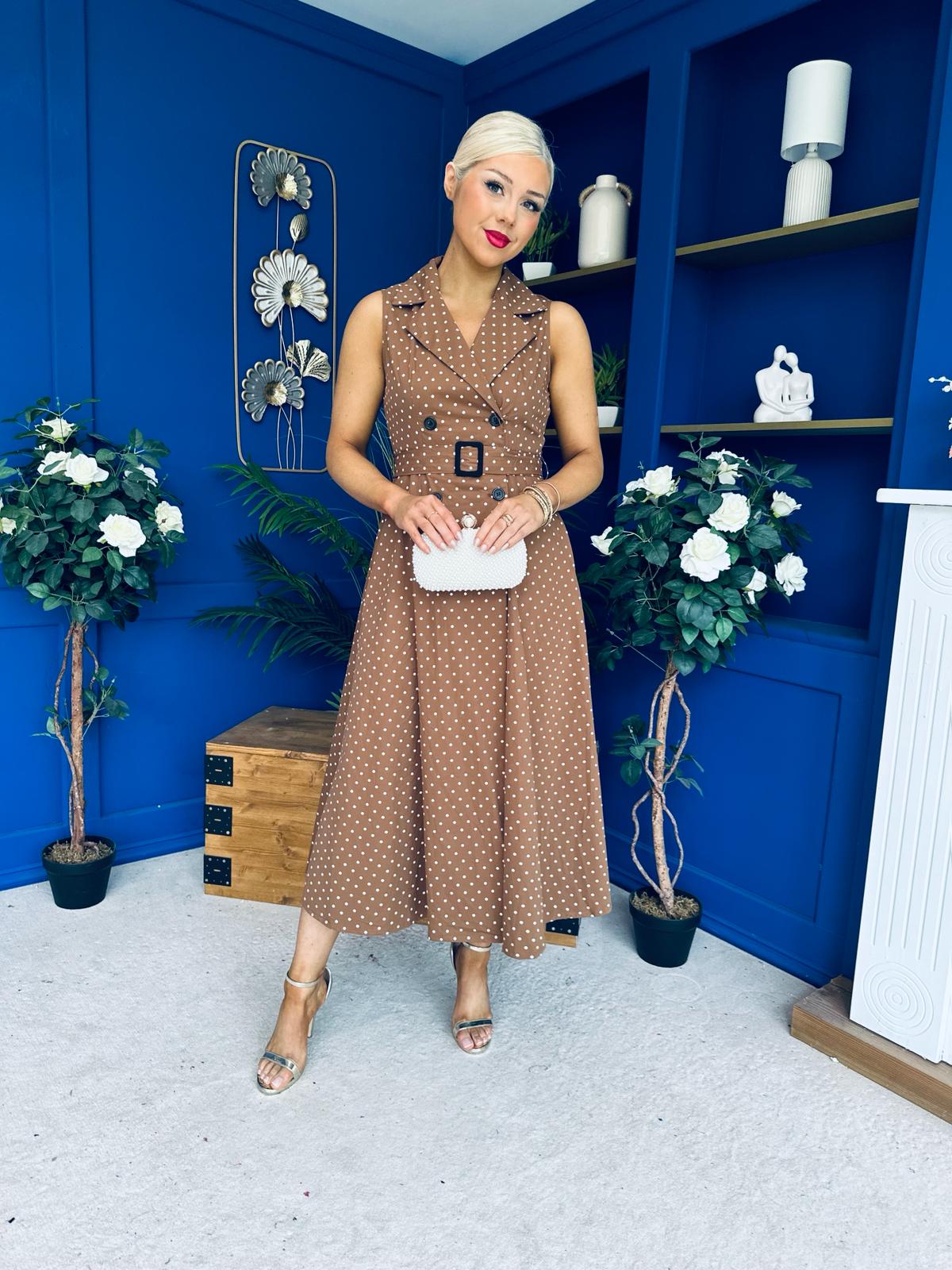 Berkley Belted Midi Dress Polka Coco