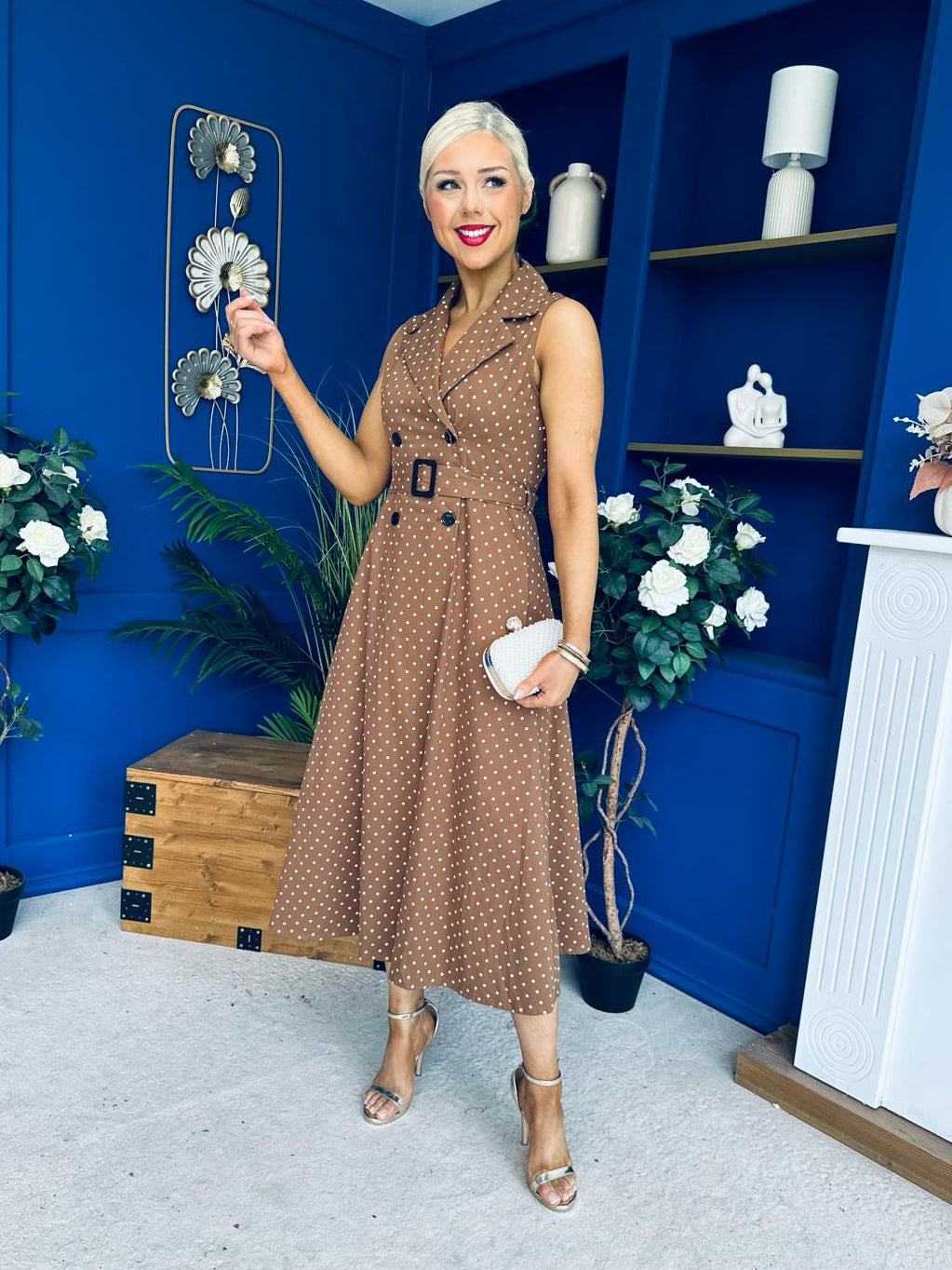 Berkley Belted Midi Dress Polka Coco