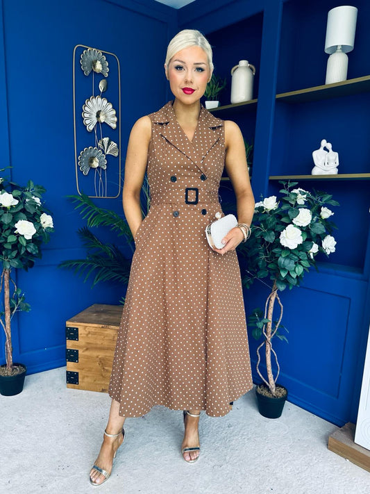 Berkley Belted Midi Dress Polka Coco