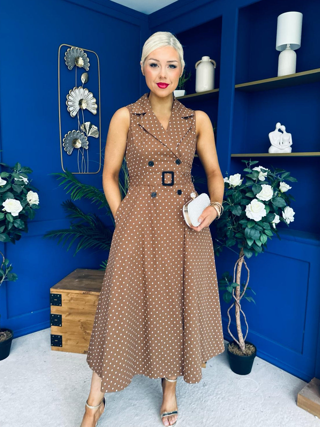 Berkley Belted Midi Dress Polka Coco