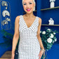 Yanis Sleeveless Slinky Dress Polka Cream
