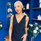 Yanis Sleeveless Slinky Dress Polka Black