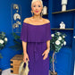 Aileen Pleated Bardot Midi Dress Violet