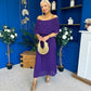 Aileen Pleated Bardot Midi Dress Violet