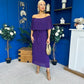 Aileen Pleated Bardot Midi Dress Violet